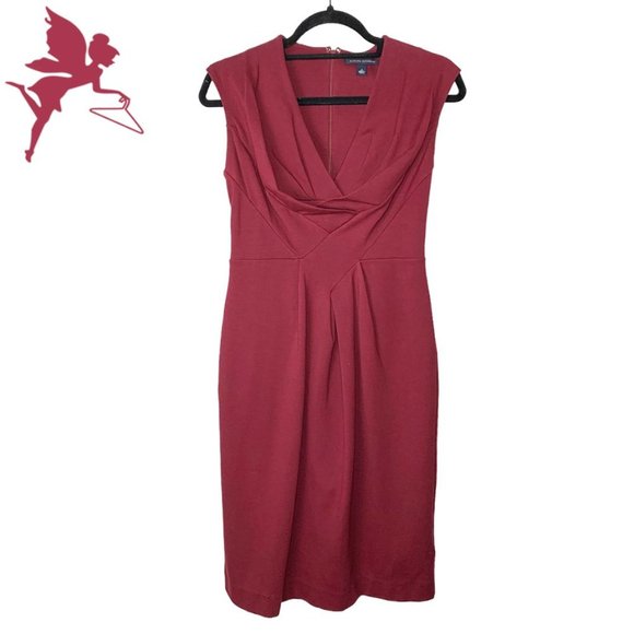 BANANA REPUBLIC Dark Cherry Red Twist Front Cowl Neck Sleeveless Knit Dress - Picture 1 of 7